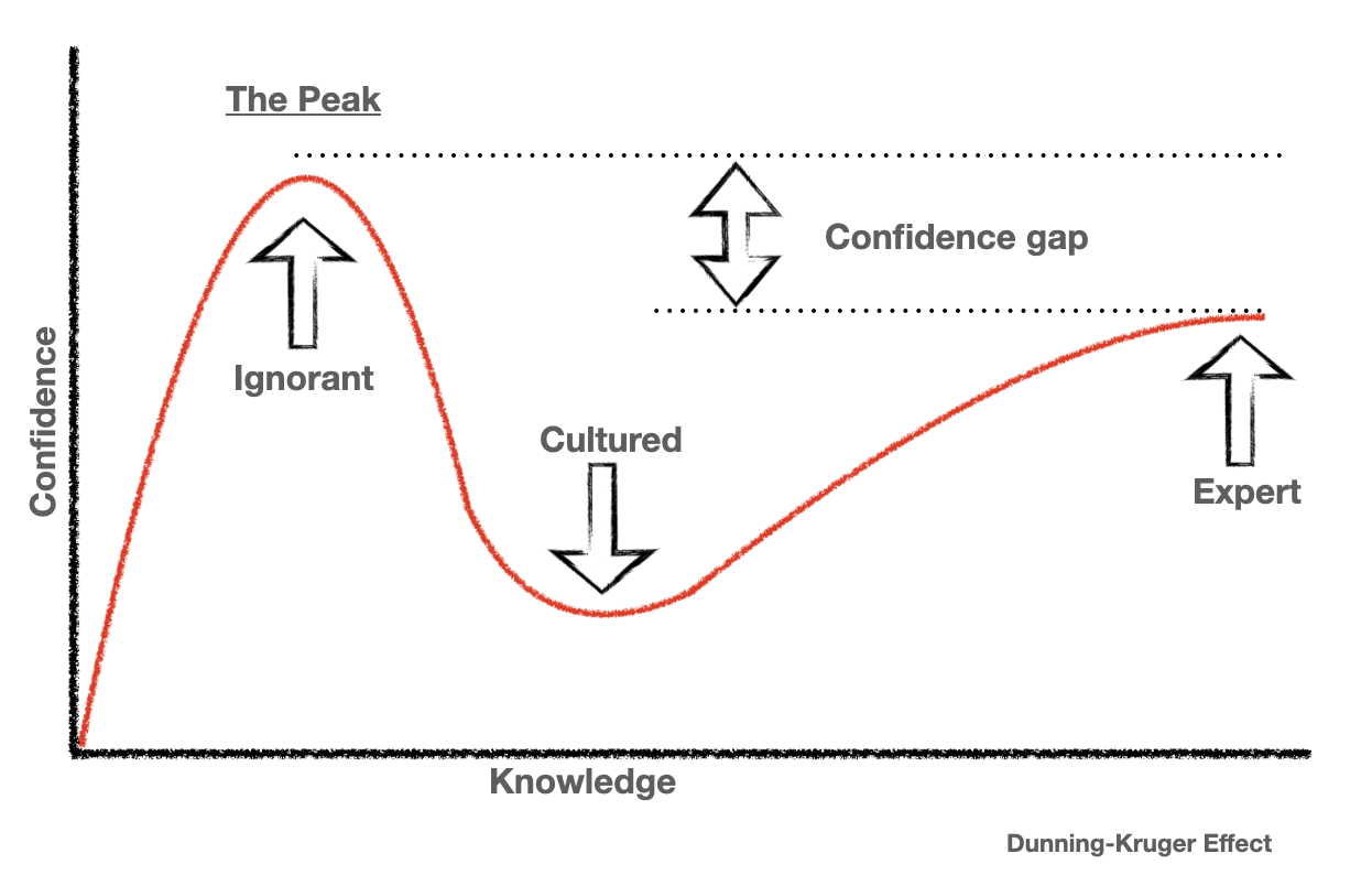 The Dunning Kreuger Effect -- relationship between confidence and knowledge