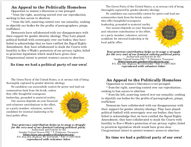 An appeal to the politically homless, quarter sheet, color